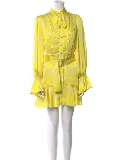Pre-owned Alexis Mock Neck Mini Dress In Yellow