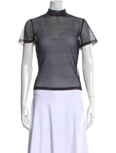 Pre-owned Alexis Mock Neck Short Sleeve Top In White
