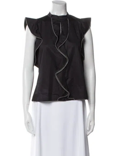 Pre-owned Alexis Mock Neck Sleeveless Blouse In Black