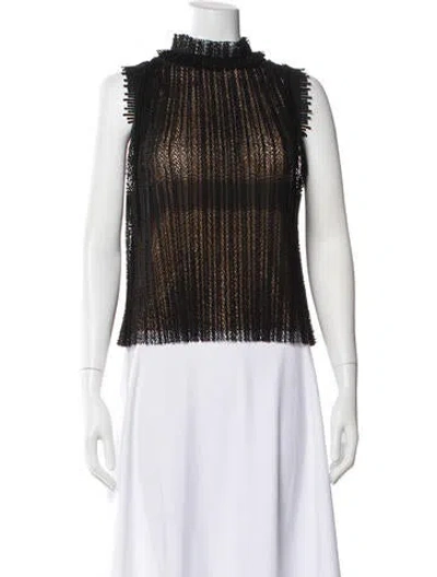 Pre-owned Alexis Mock Neck Sleeveless Top In Black