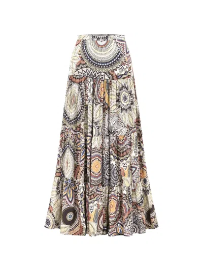 Alexis Nara Tiered Maxi Skirt In Multi
