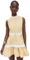 Alexis Natacha Herringbone Mini Shirt Dress In Yellow Stripe