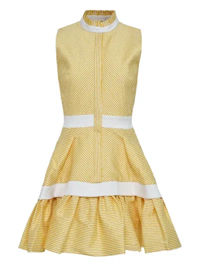 Alexis Natacha Herringbone Mini Shirt Dress In Yellow Stripe