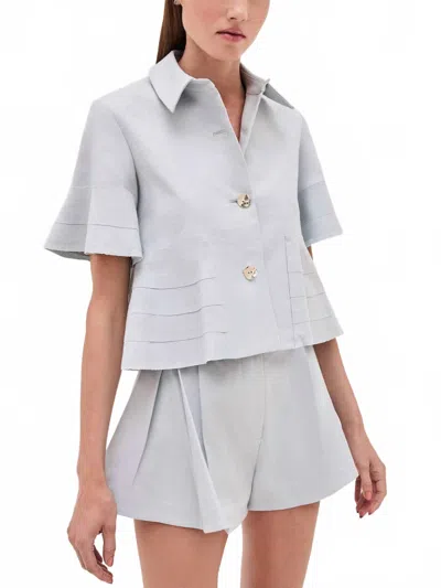 Alexis Nika Top In Mist Blue In White