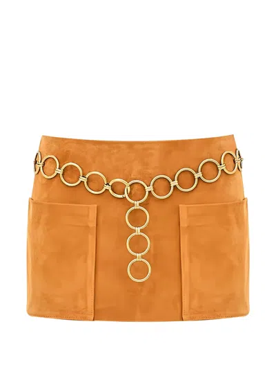 Alexis Nita Chain-detail Mini Skirt In Orange