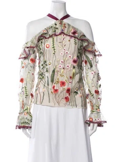 Pre-owned Alexis Nylon Floral Print Blouse In Neutrals