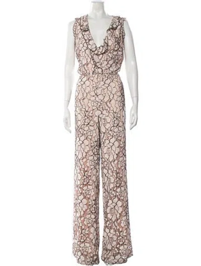 Pre-owned Alexis Nylon Floral Print Jumpsuit In Pink