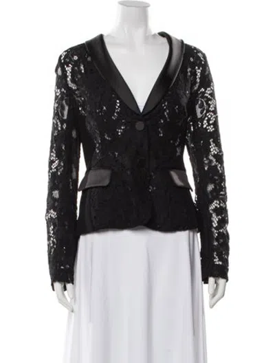 Pre-owned Alexis Nylon Lace Pattern Blazer In Black
