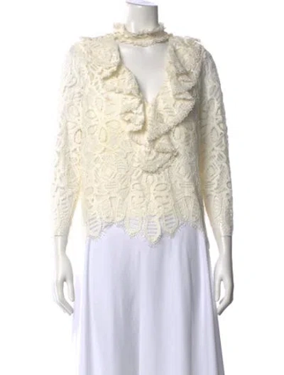 Pre-owned Alexis Nylon Lace Pattern Blouse In Neutrals