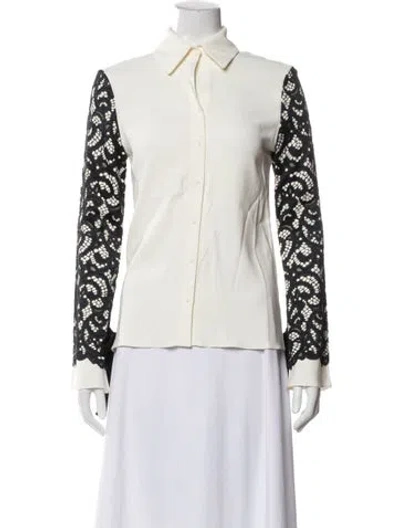 Pre-owned Alexis Nylon Lace Pattern Blouse W/ Tags In White