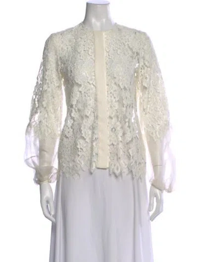 Pre-owned Alexis Nylon Lace Pattern Blouse In White