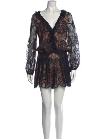 Pre-owned Alexis Nylon Lace Pattern Jumpsuit In Black