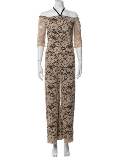 Pre-owned Alexis Nylon Lace Pattern Jumpsuit In Brown