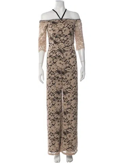 Pre-owned Alexis Nylon Lace Pattern Jumpsuit In Neutrals