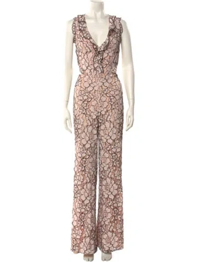 Pre-owned Alexis Nylon Lace Pattern Jumpsuit In Pink