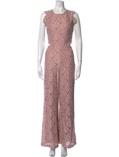 Pre-owned Alexis Nylon Lace Pattern Jumpsuit In Pink