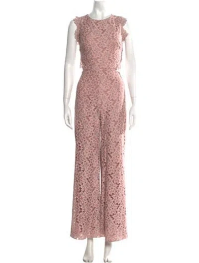 Pre-owned Alexis Nylon Lace Pattern Jumpsuit In Pink