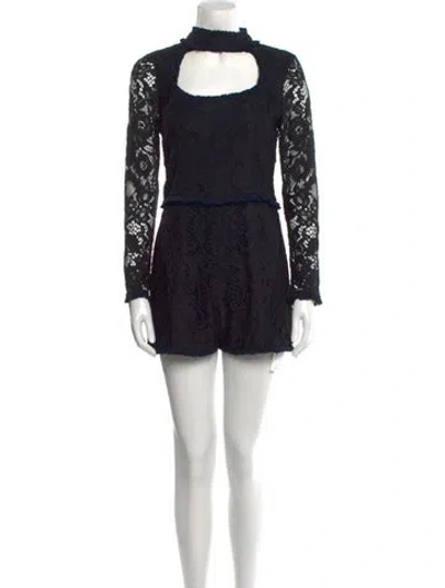 Pre-owned Alexis Nylon Lace Pattern Romper In Black
