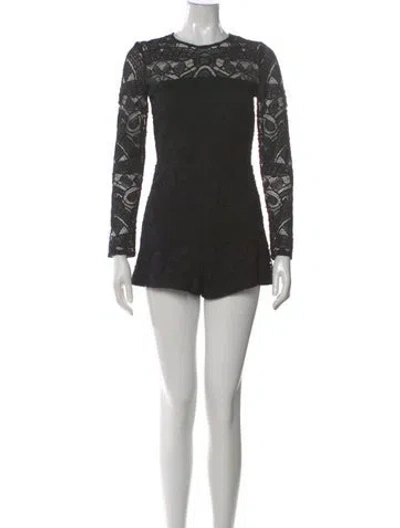 Pre-owned Alexis Nylon Lace Pattern Romper In Black