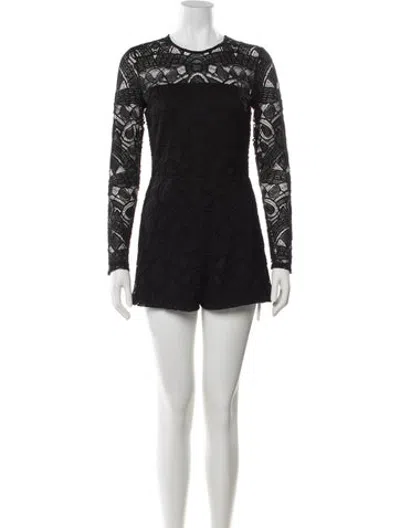 Pre-owned Alexis Nylon Lace Pattern Romper In Black
