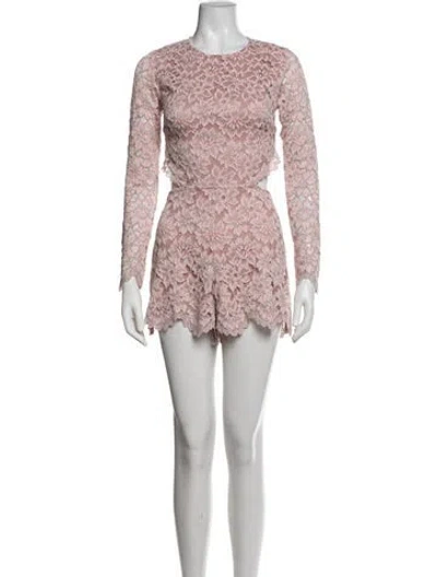 Pre-owned Alexis Nylon Lace Pattern Romper In Pink