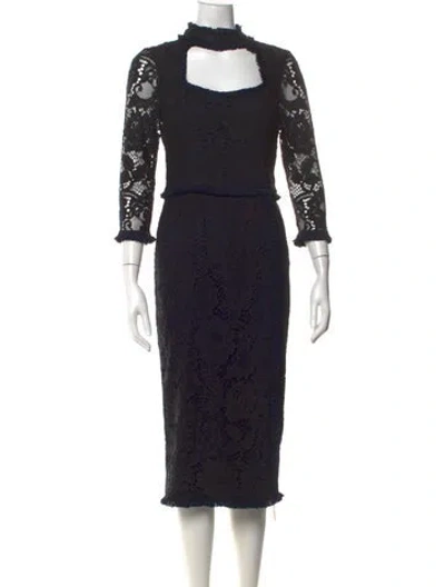 Pre-owned Alexis Nylon Midi Length Dress In Black