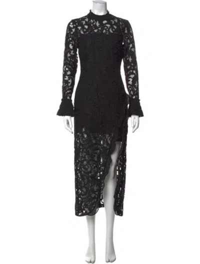 Pre-owned Alexis Nylon Midi Length Dress In Black