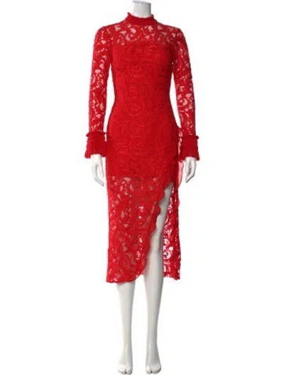 Pre-owned Alexis Nylon Midi Length Dress In Red