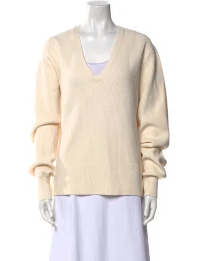 Pre-owned Alexis Nylon V-neck Sweater W/ Tags In White