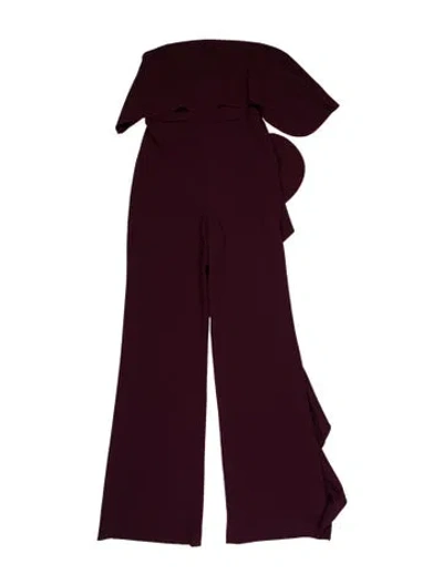 Pre-owned Alexis Off-the-shoulder Jumpsuit In Burgundy