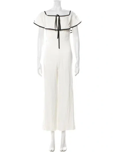 Pre-owned Alexis Off-the-shoulder Jumpsuit In White