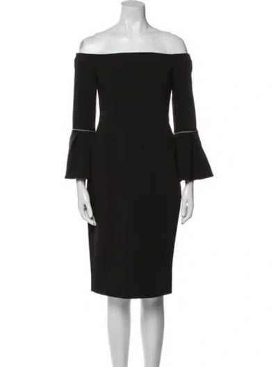 Pre-owned Alexis Off-the-shoulder Knee-length Dress In Black