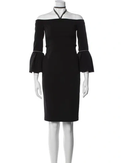 Pre-owned Alexis Off-the-shoulder Knee-length Dress In Black