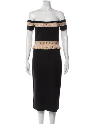 Pre-owned Alexis Off-the-shoulder Knee-length Dress W/ Tags In Black
