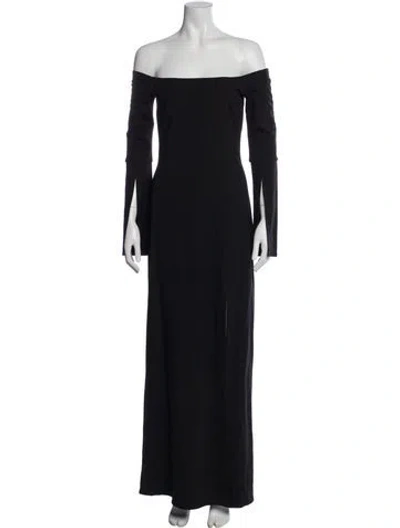 Pre-owned Alexis Off-the-shoulder Long Dress In Blue