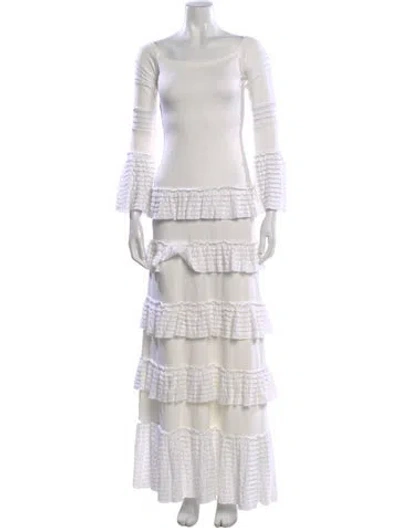 Pre-owned Alexis Off-the-shoulder Long Dress In White