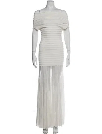 Pre-owned Alexis Off-the-shoulder Long Dress In White