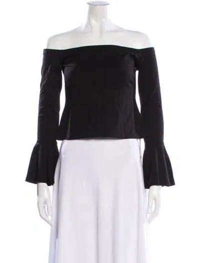 Pre-owned Alexis Off-the-shoulder Long Sleeve Blouse In Black