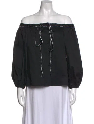 Pre-owned Alexis Off-the-shoulder Long Sleeve Blouse In Black