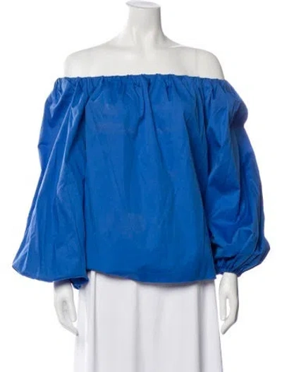Pre-owned Alexis Off-the-shoulder Long Sleeve Blouse In Blue