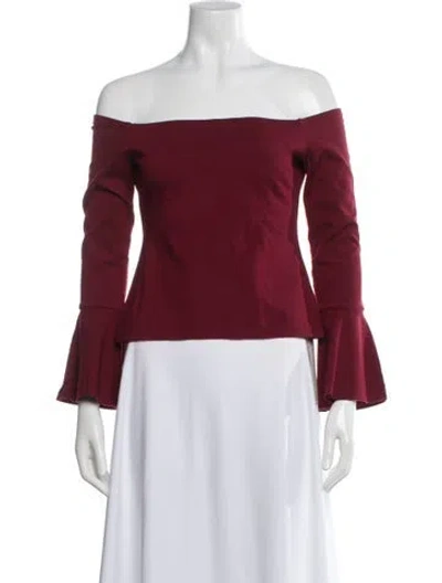 Pre-owned Alexis Off-the-shoulder Long Sleeve Blouse In Burgundy