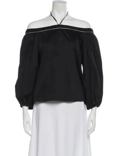 Pre-owned Alexis Off-the-shoulder Long Sleeve Blouse In Gray