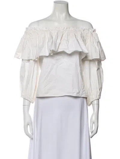 Pre-owned Alexis Off-the-shoulder Long Sleeve Blouse In White