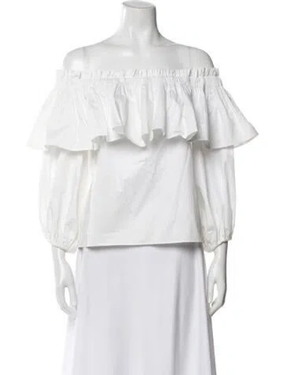 Pre-owned Alexis Off-the-shoulder Long Sleeve Blouse In White