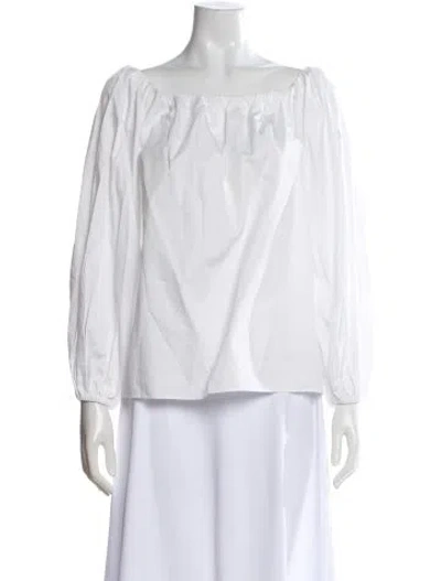 Pre-owned Alexis Off-the-shoulder Long Sleeve Blouse In White