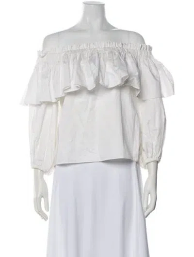 Pre-owned Alexis Off-the-shoulder Long Sleeve Blouse In White