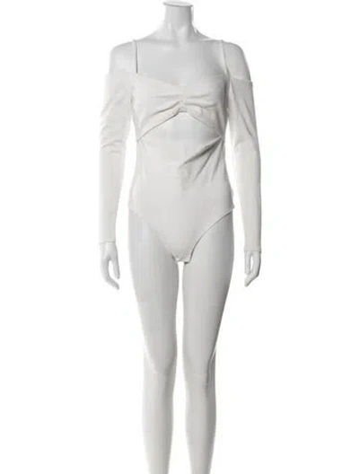 Pre-owned Alexis Off-the-shoulder Long Sleeve Bodysuit In White