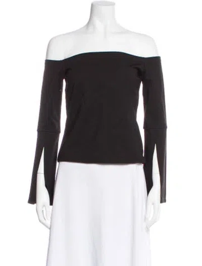 Pre-owned Alexis Off-the-shoulder Long Sleeve Top In Black