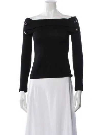 Pre-owned Alexis Off-the-shoulder Long Sleeve Top In Black