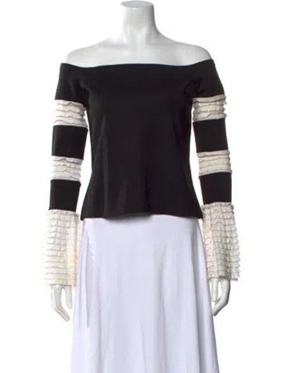 Pre-owned Alexis Off-the-shoulder Long Sleeve Top In Black
